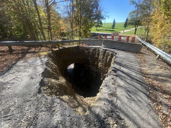 Belmont County Engineer seeks funding as massive sinkhole grows